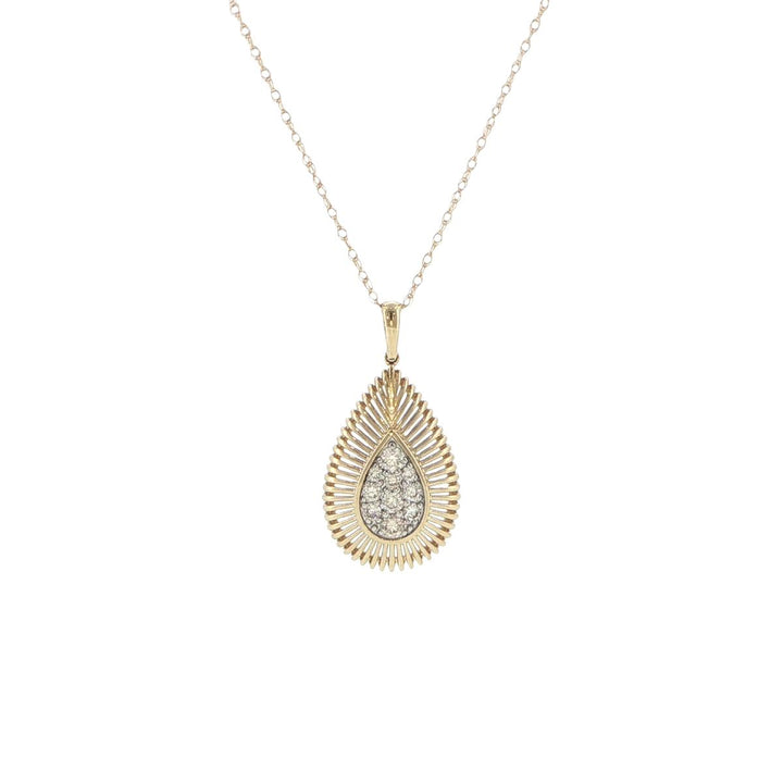 14K Yellow Gold Diamond Teardrop Necklace