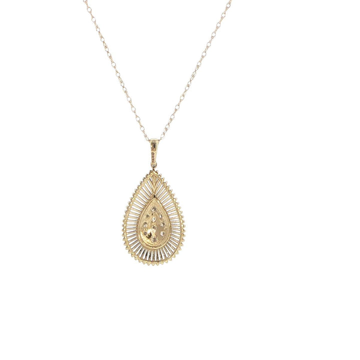 14K Yellow Gold Diamond Teardrop Necklace