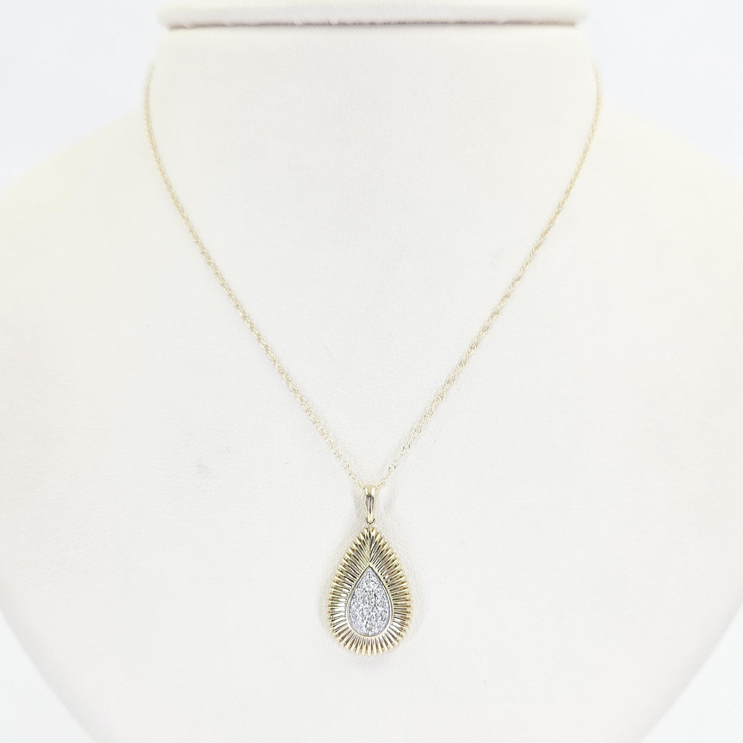 14K Yellow Gold Diamond Teardrop Necklace