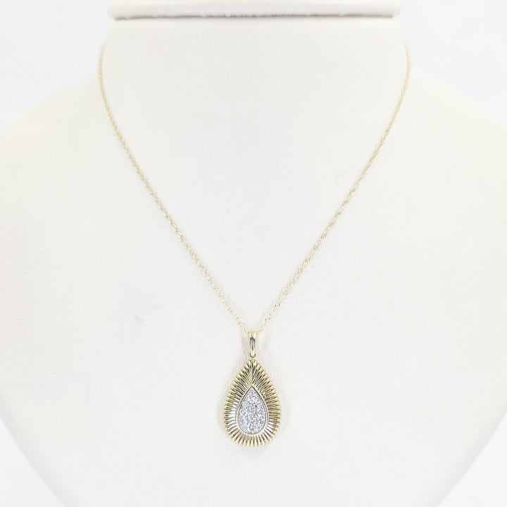 14K Yellow Gold Diamond Teardrop Necklace