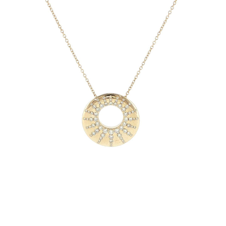 14K Yellow Gold Diamond Sun Necklace