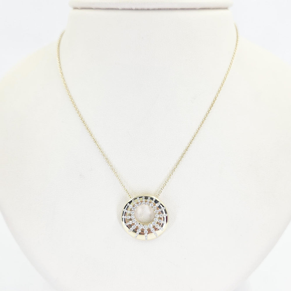 14K Yellow Gold Diamond Sun Necklace