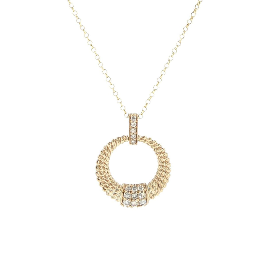 14K Yellow Gold Diamond Circle Necklace