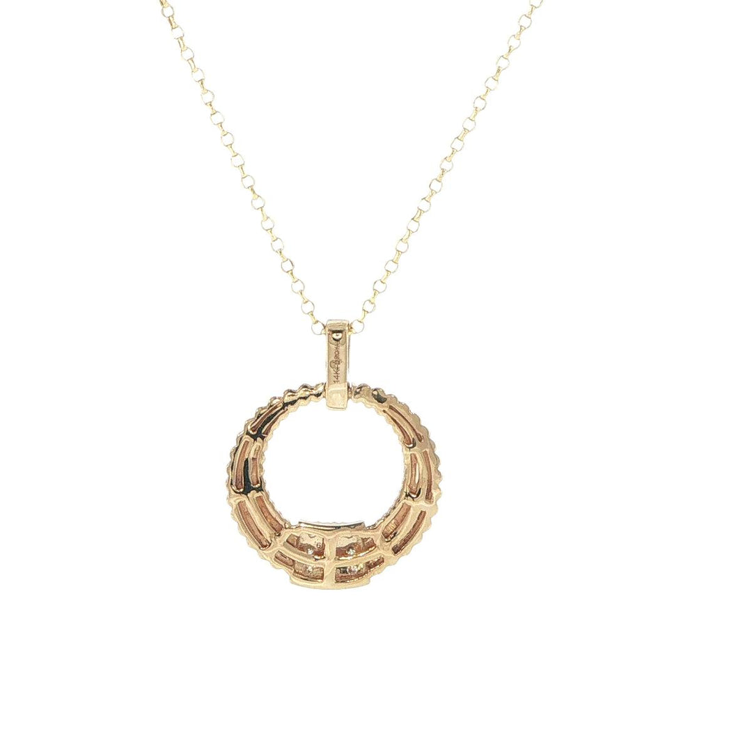 14K Yellow Gold Diamond Circle Necklace