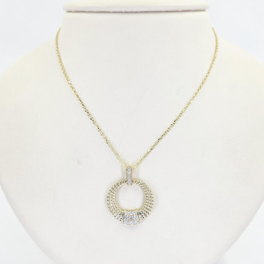 14K Yellow Gold Diamond Circle Necklace