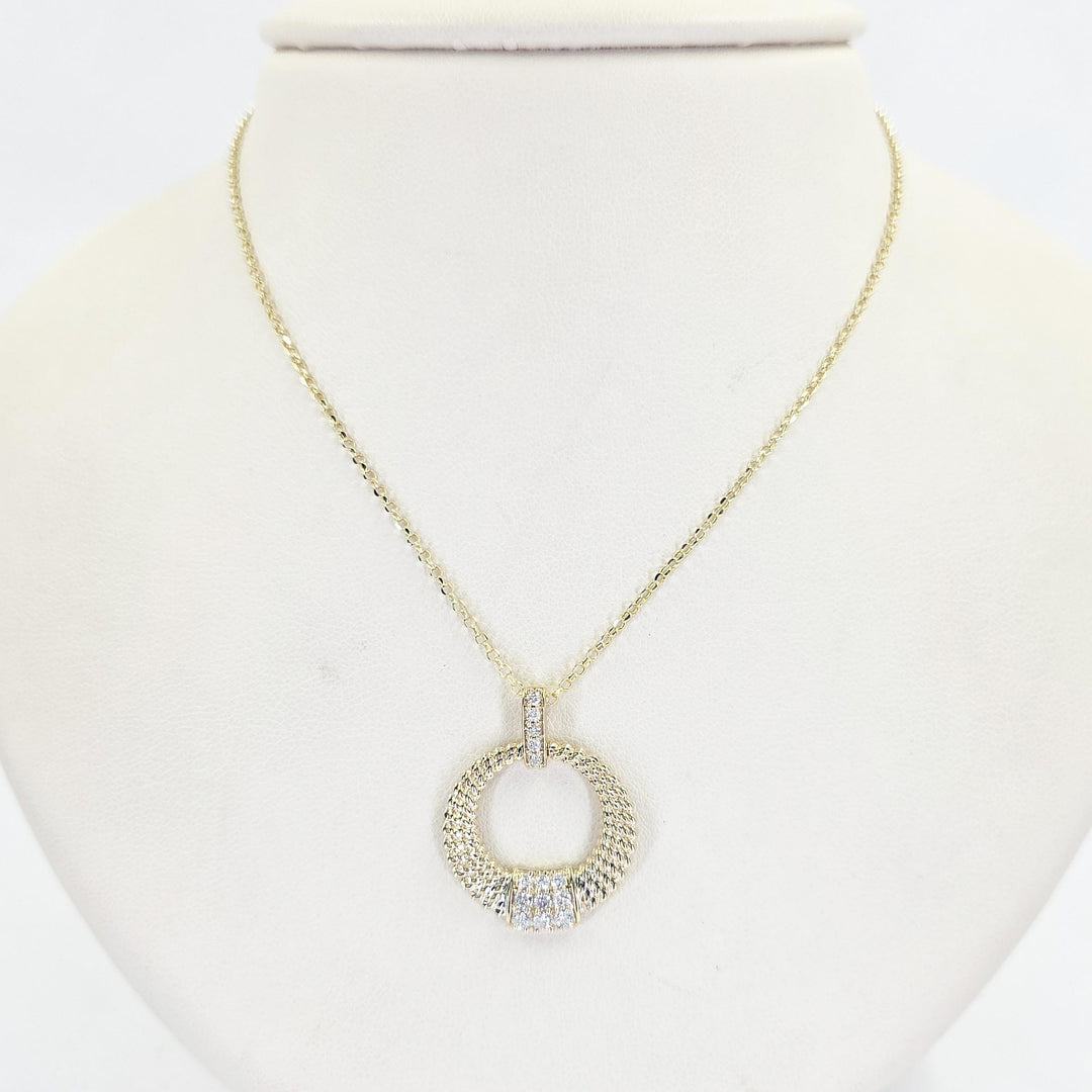 14K Yellow Gold Diamond Circle Necklace