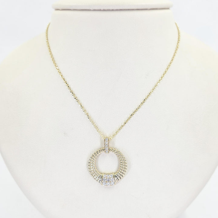 14K Yellow Gold Diamond Circle Necklace