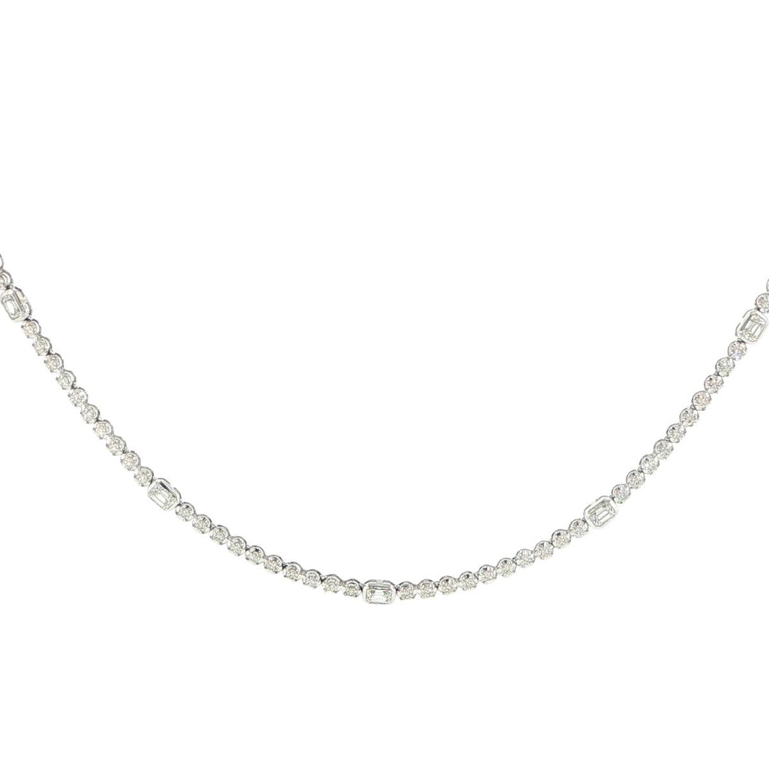14K White Gold Diamond Tennis Necklace