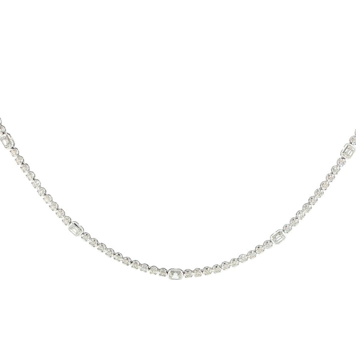 14K White Gold Diamond Tennis Necklace
