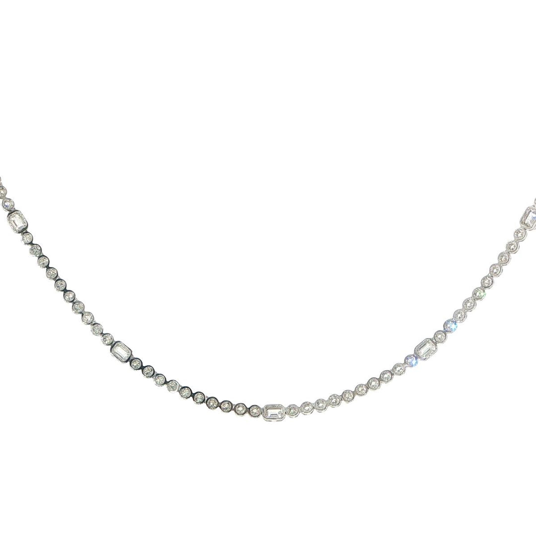 14K White Gold Diamond Tennis Necklace