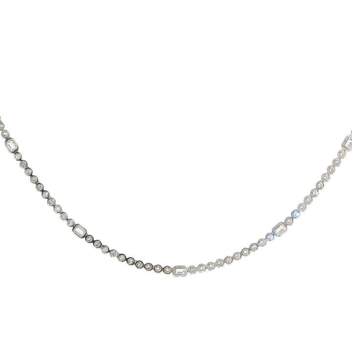 14K White Gold Diamond Tennis Necklace