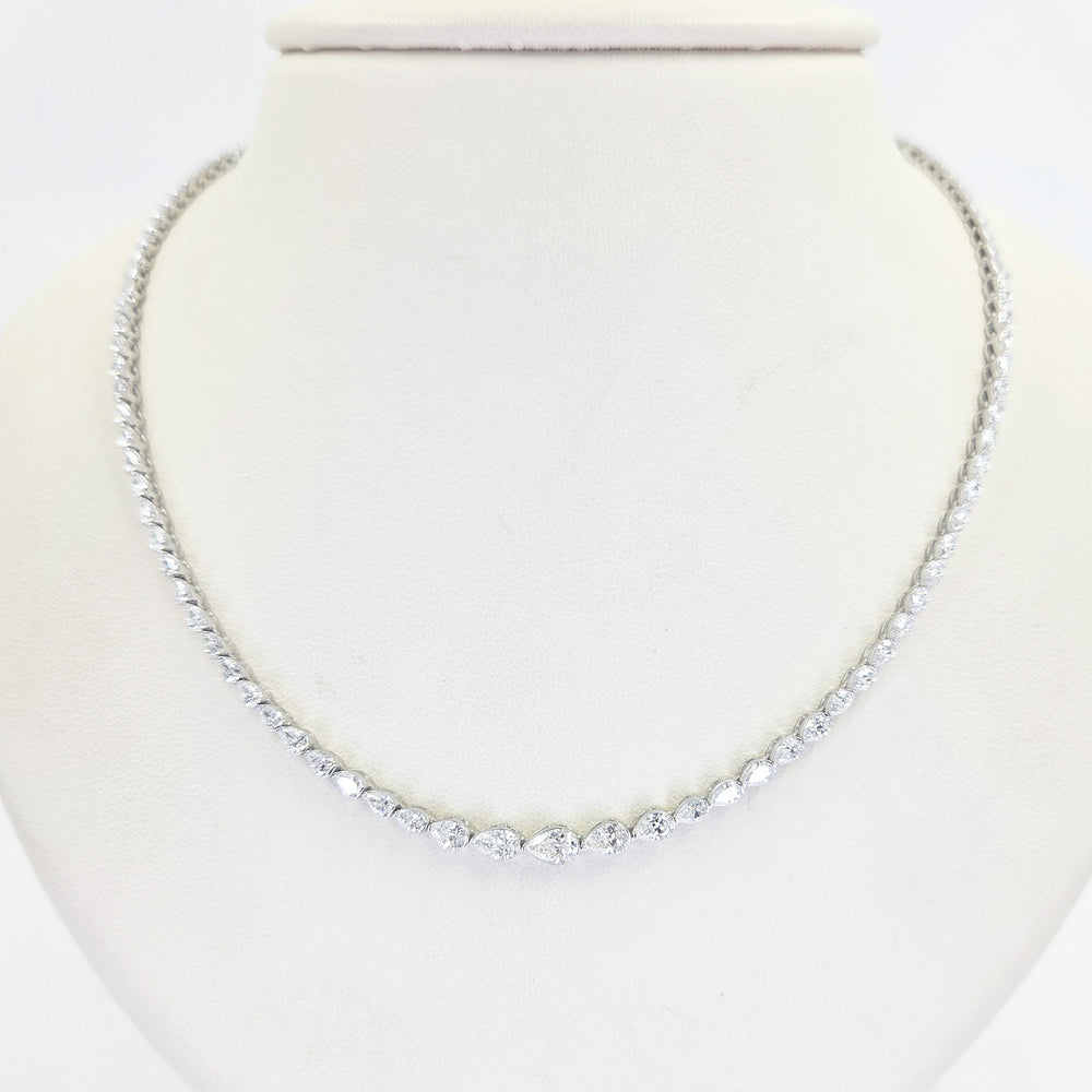 14K White Gold Pear Shape Diamond Necklace