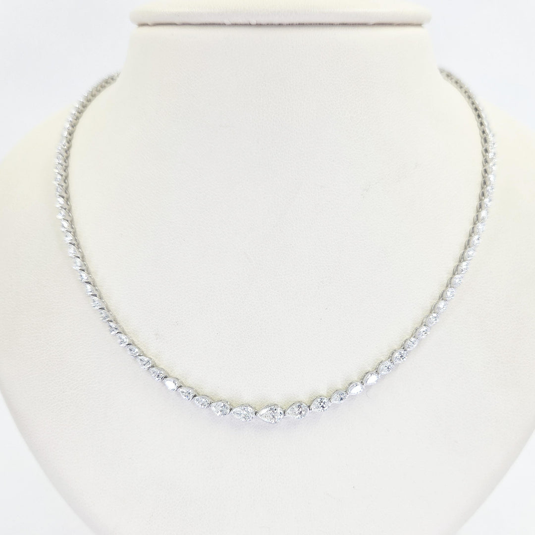 14K White Gold Pear Shape Diamond Necklace