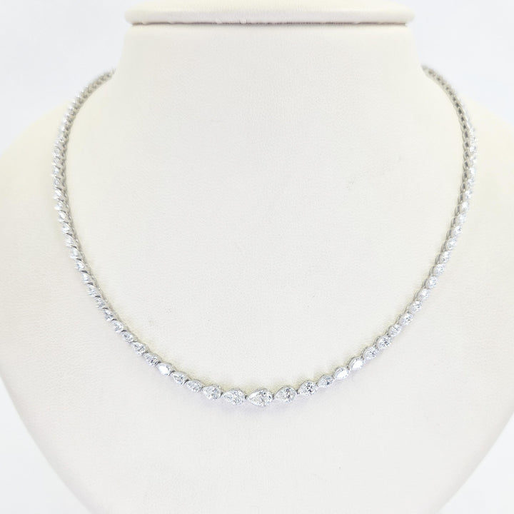 14K White Gold Pear Shape Diamond Necklace