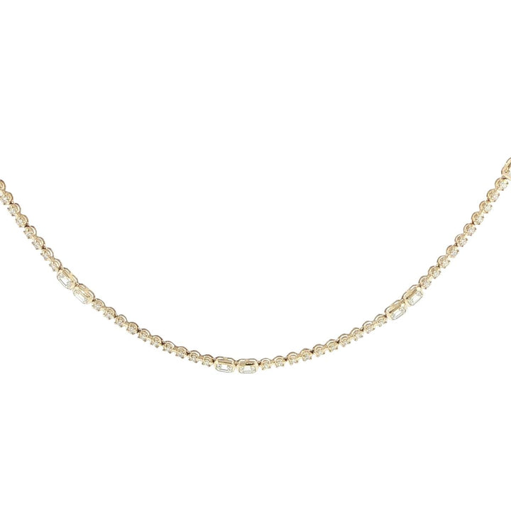 14K Yellow Gold Diamond Tennis Necklace