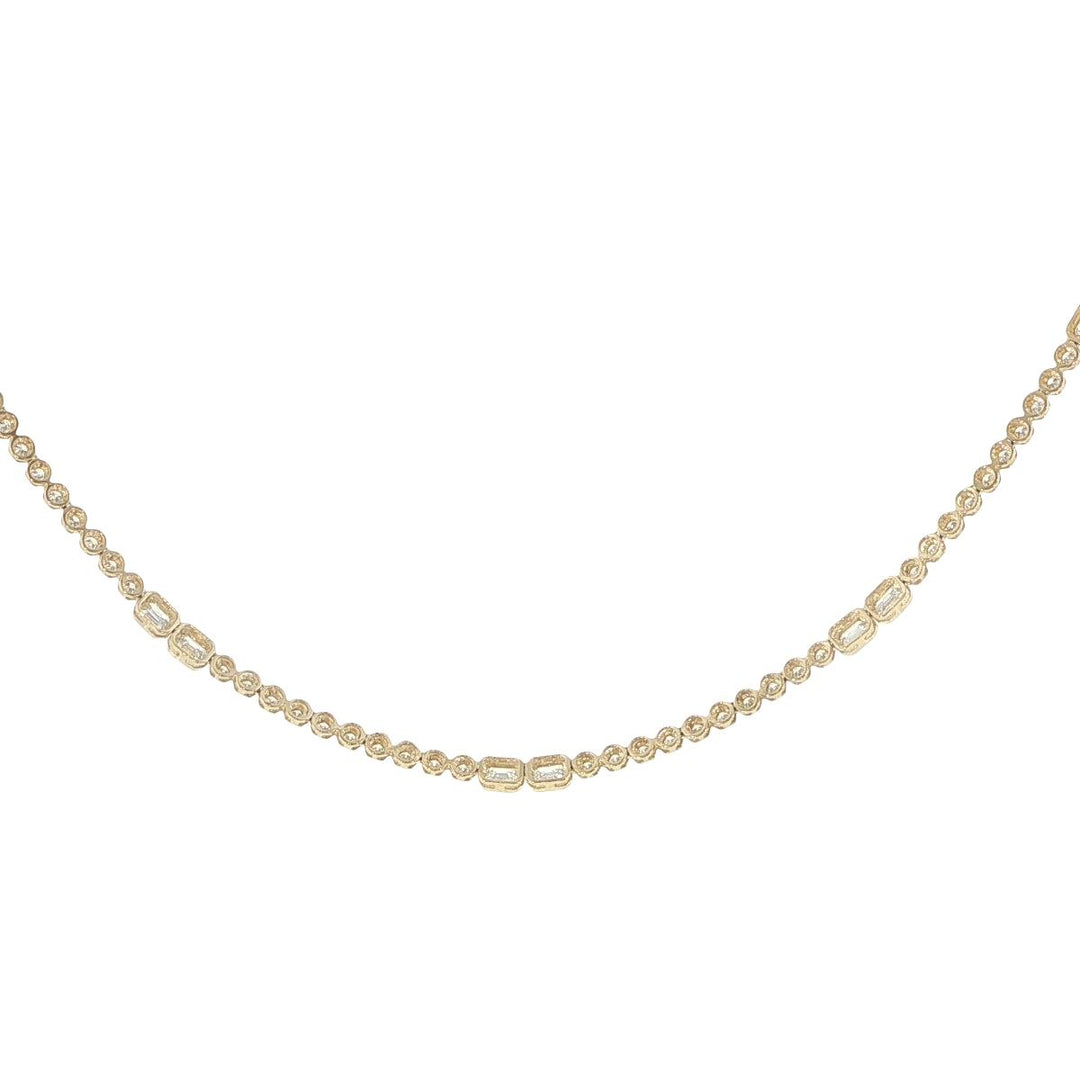 14K Yellow Gold Diamond Tennis Necklace