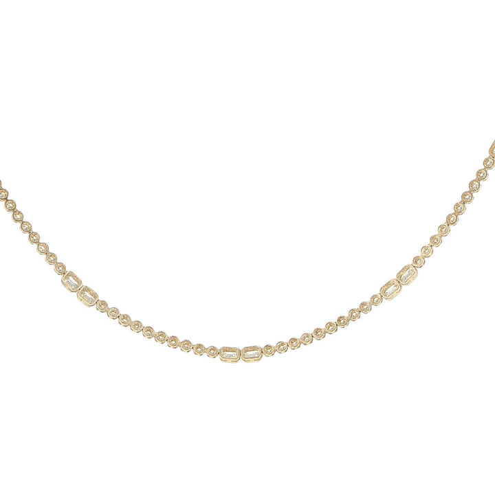 14K Yellow Gold Diamond Tennis Necklace