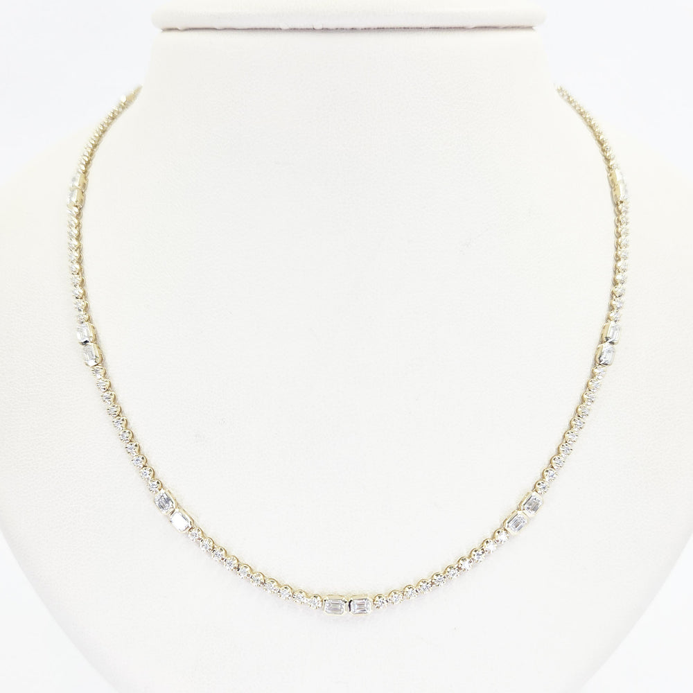 14K Yellow Gold Diamond Tennis Necklace