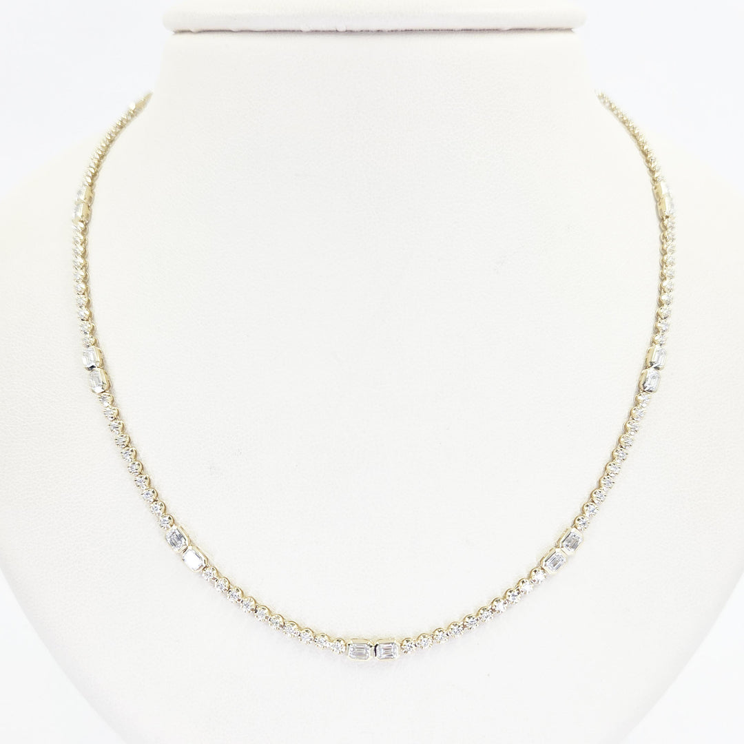 14K Yellow Gold Diamond Tennis Necklace