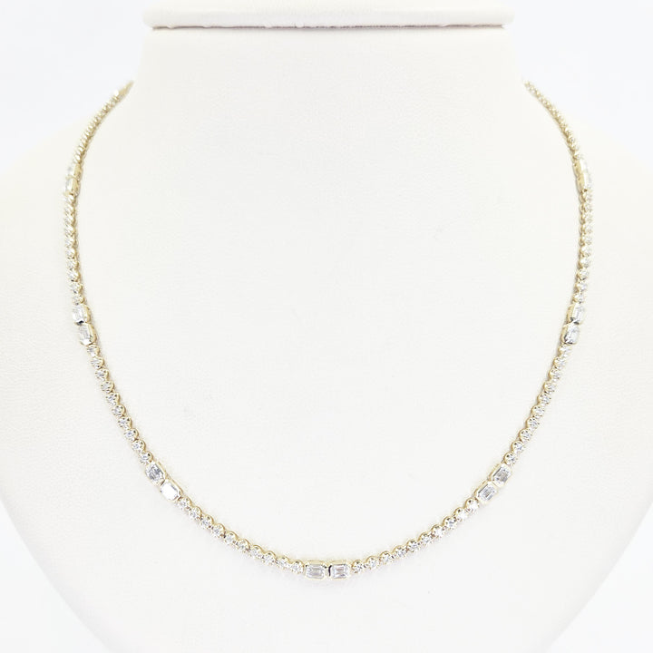 14K Yellow Gold Diamond Tennis Necklace