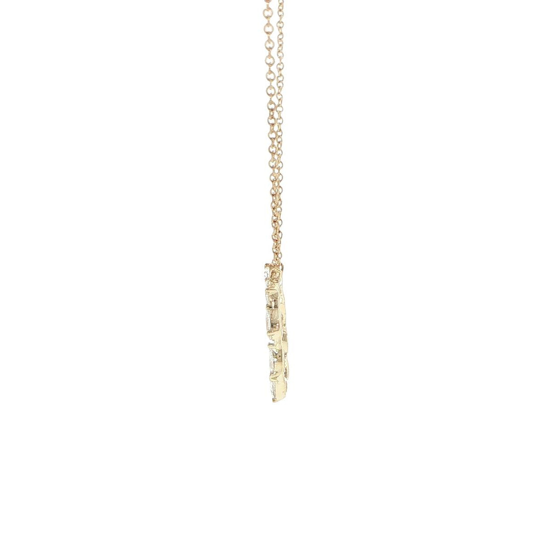 14K Yellow Gold Pear Cut Diamond Circle Necklace