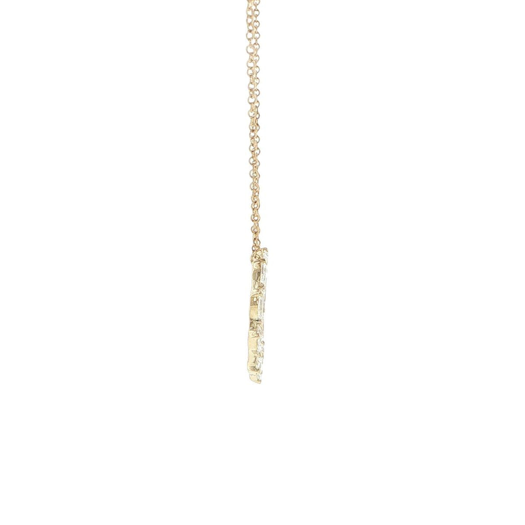 14K Yellow Gold Pear Cut Diamond Circle Necklace