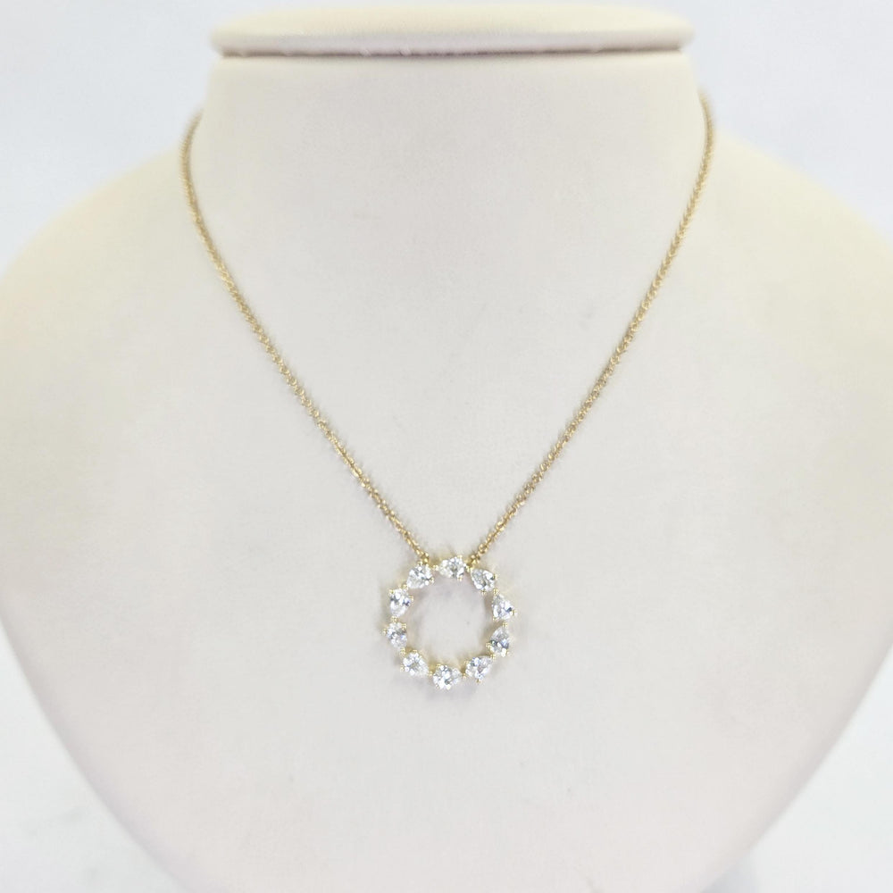 14K Yellow Gold Pear Cut Diamond Circle Necklace