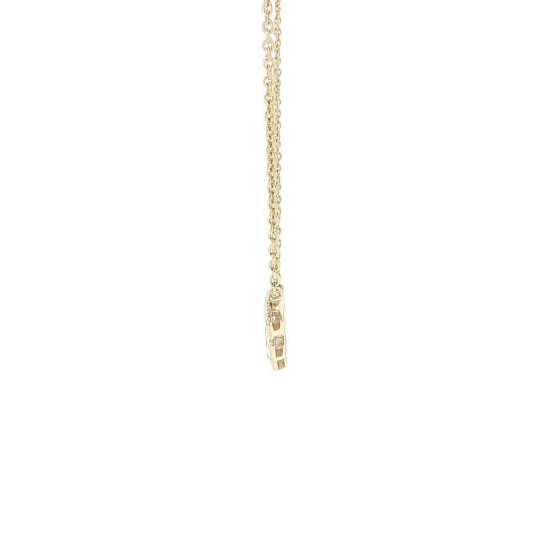 14K Yellow Gold Emerald Cut Diamond Bezel Necklace