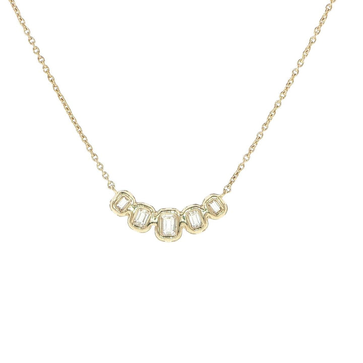 14K Yellow Gold Emerald Cut Diamond Bezel Necklace