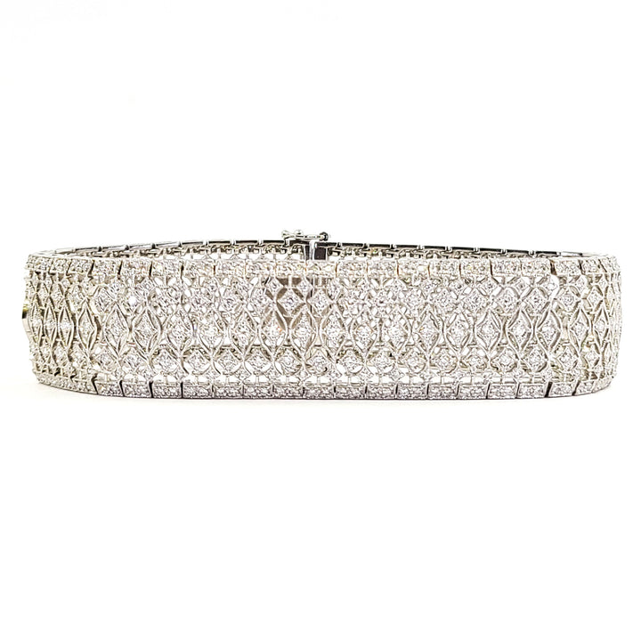 Wide Openwork Diamond Bracelet