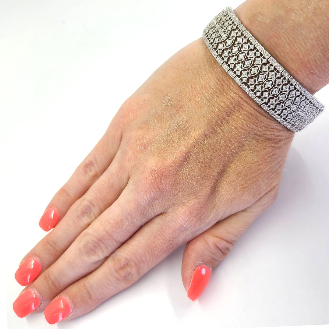 Wide Openwork Diamond Bracelet