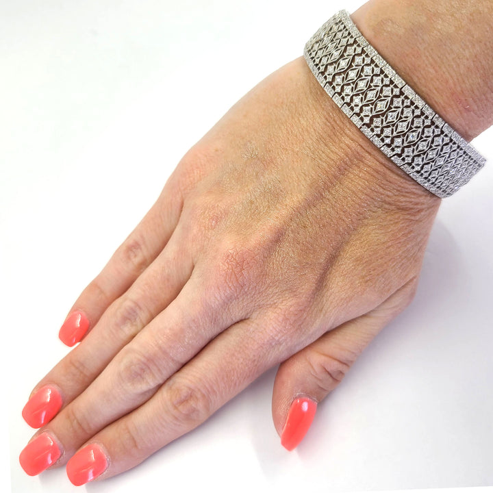 Wide Openwork Diamond Bracelet