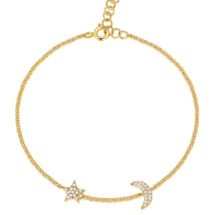 Moon and Star Diamond Bracelet
