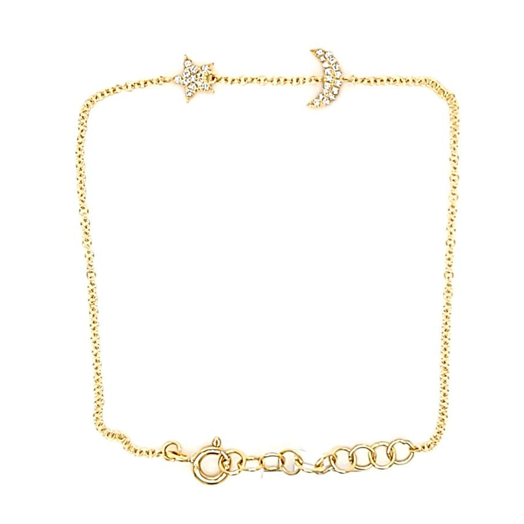 Moon and Star Diamond Bracelet