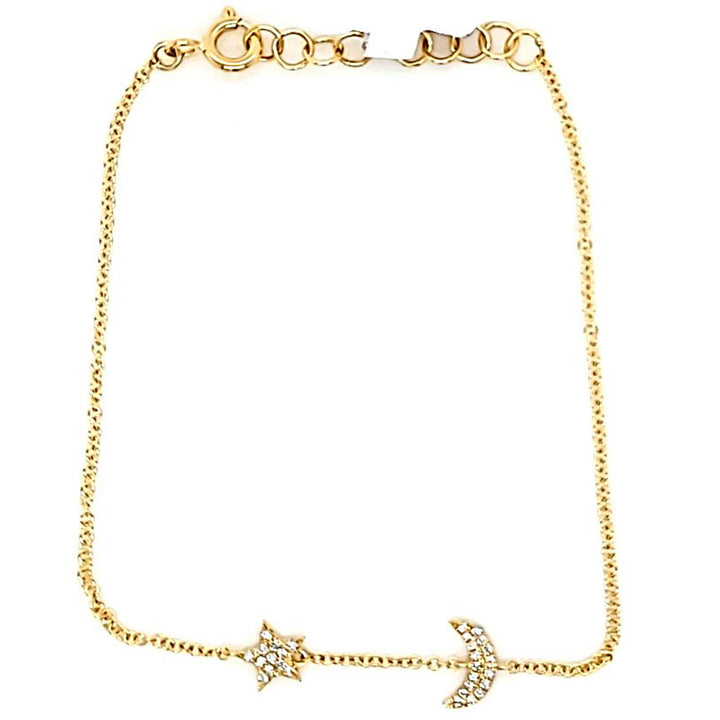 Moon and Star Diamond Bracelet
