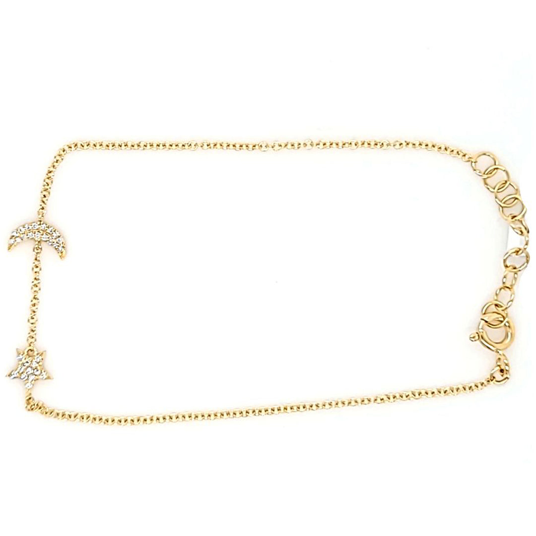 Moon and Star Diamond Bracelet