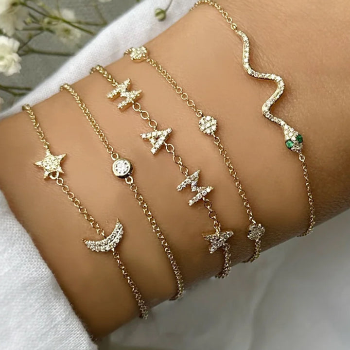 Moon and Star Diamond Bracelet