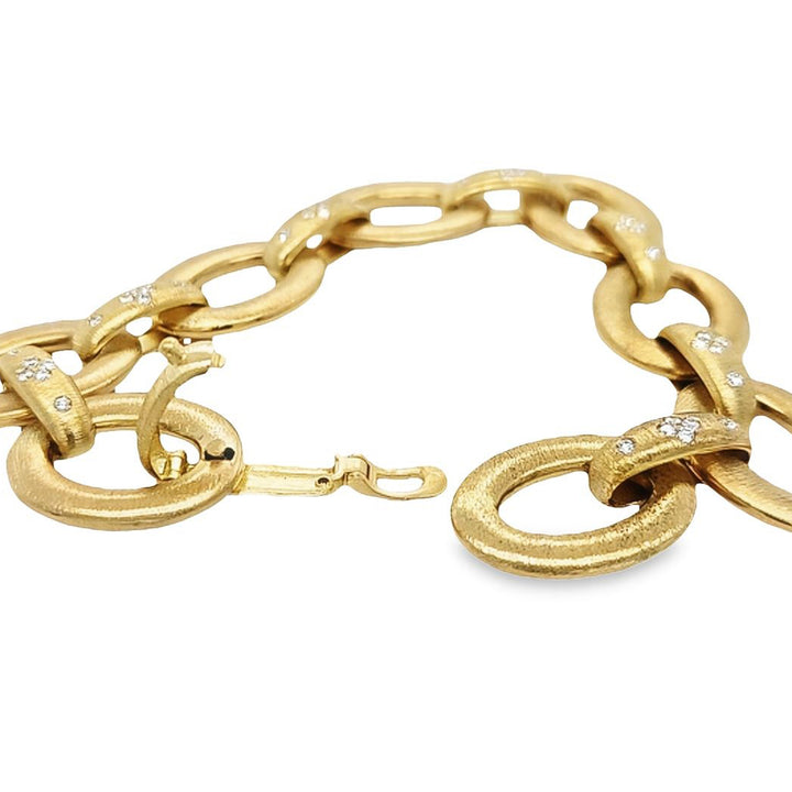 Duchessa Satin Oval and Diamond Accent Link Bracelet