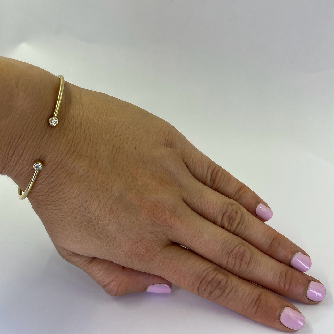14K Yellow Gold Diamond Open Cuff Bracelet