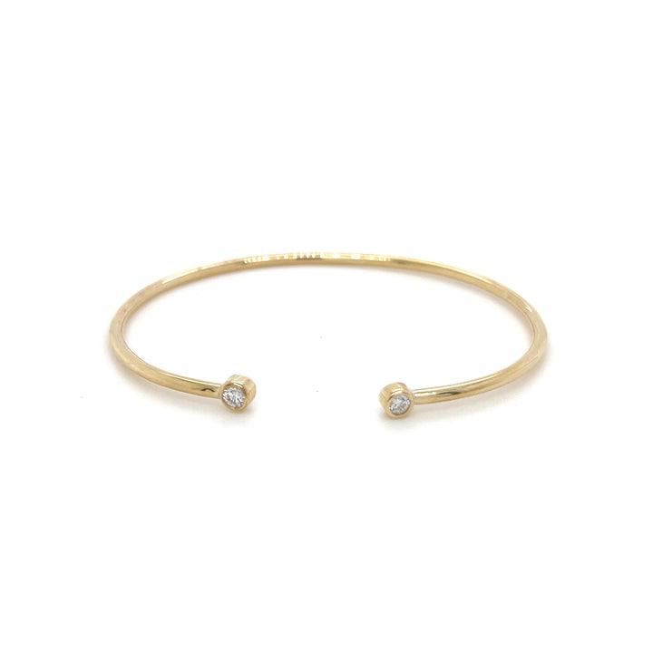 14K Yellow Gold Diamond Open Cuff Bracelet