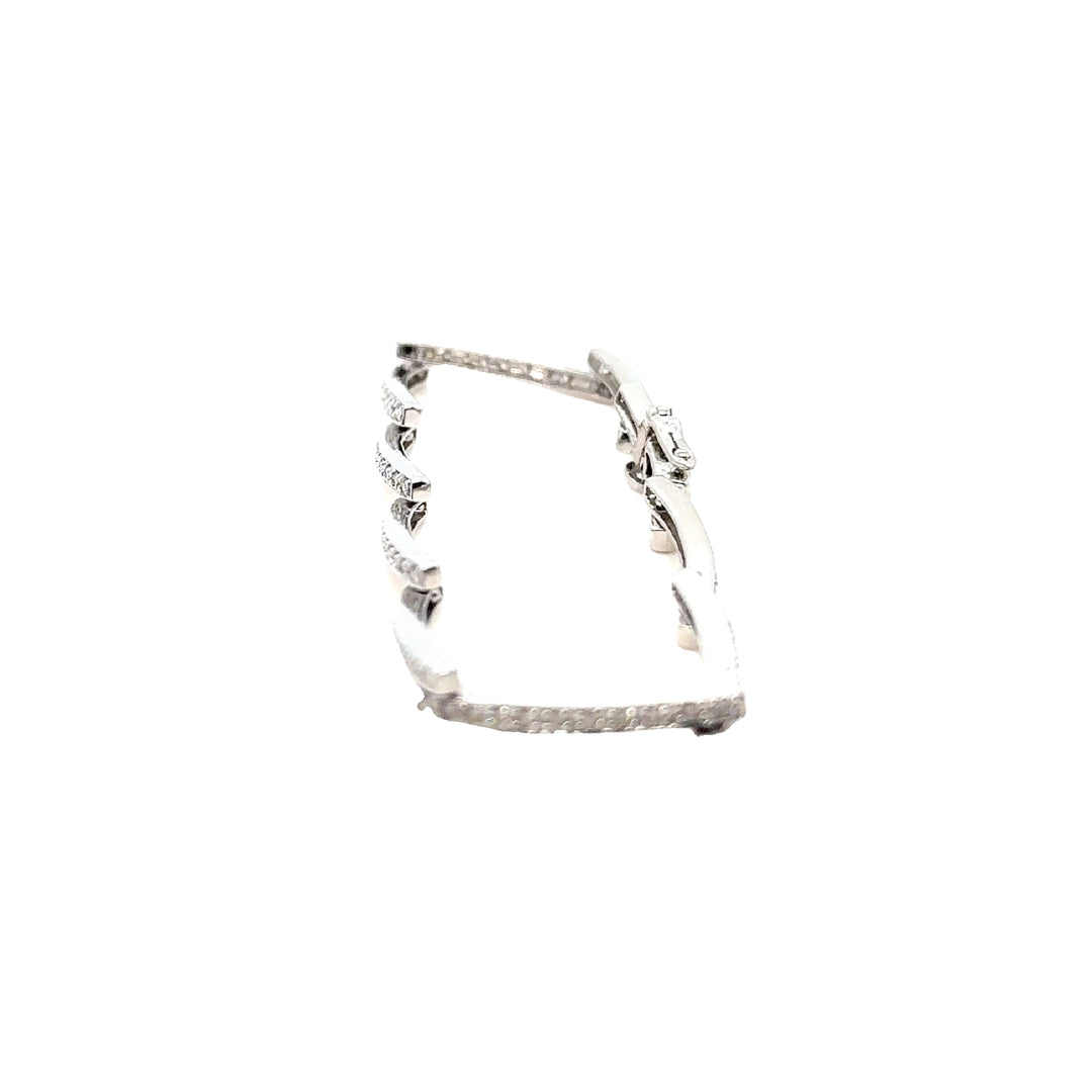 14K White Gold Angle Link Diamond Bracelet
