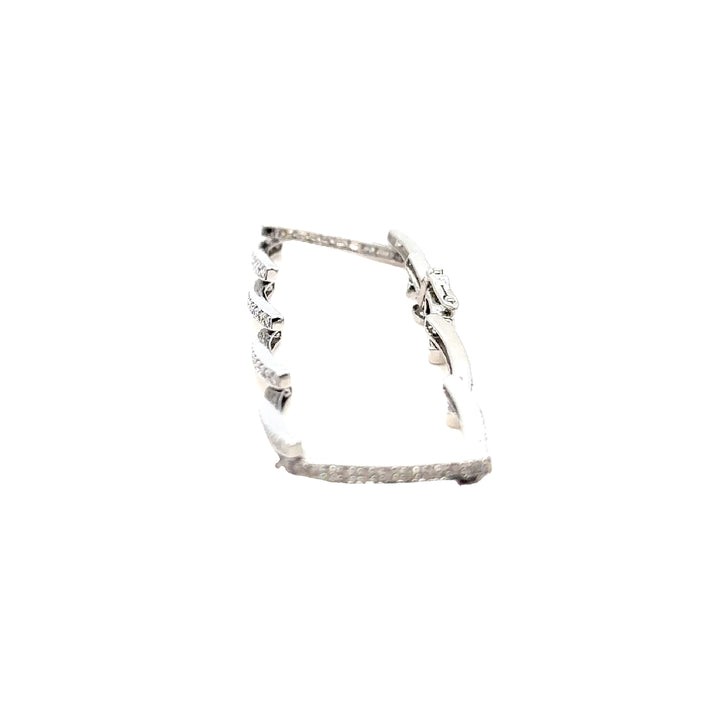 14K White Gold Angle Link Diamond Bracelet