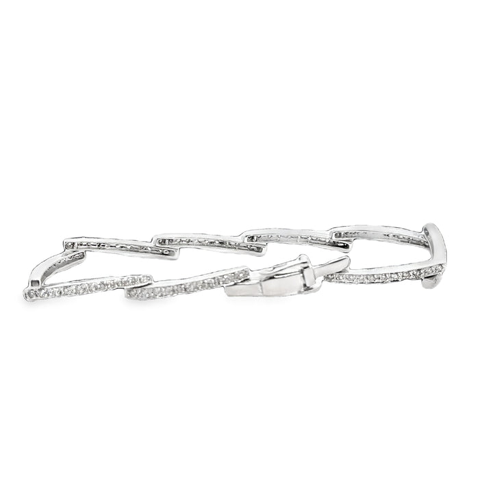14K White Gold Angle Link Diamond Bracelet