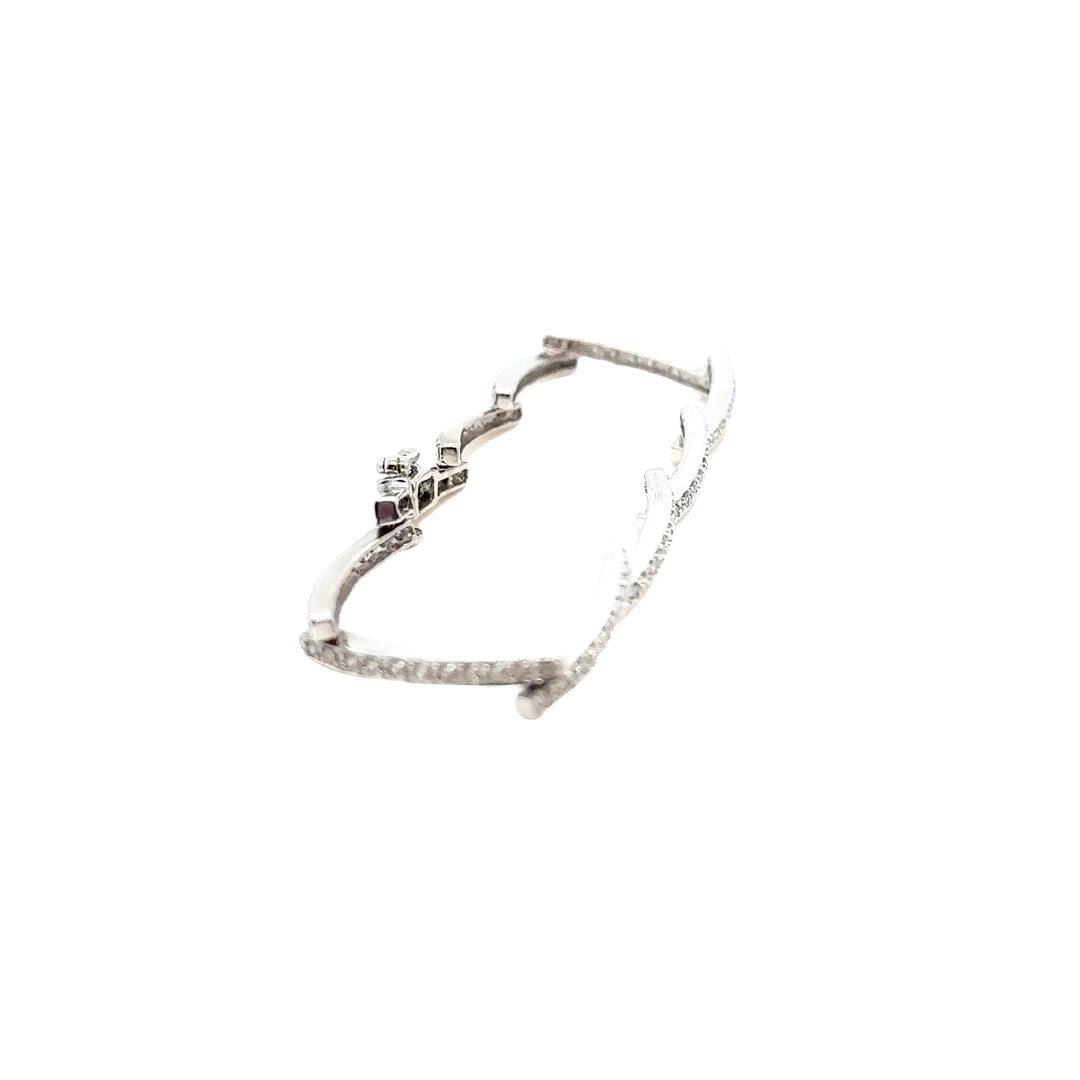 14K White Gold Angle Link Diamond Bracelet