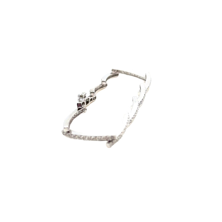 14K White Gold Angle Link Diamond Bracelet