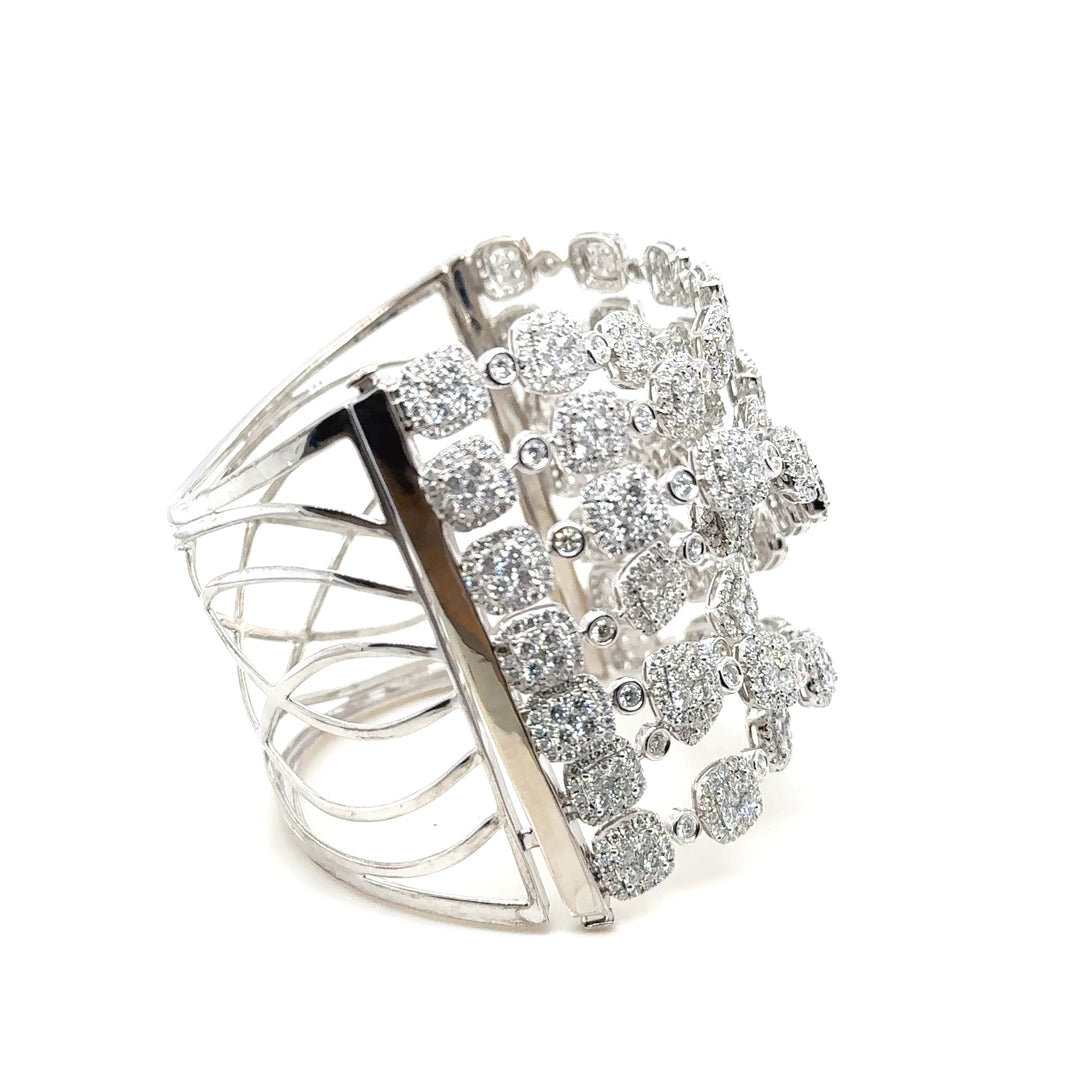 18K White Gold Diamond Multi-Crossover Bangle