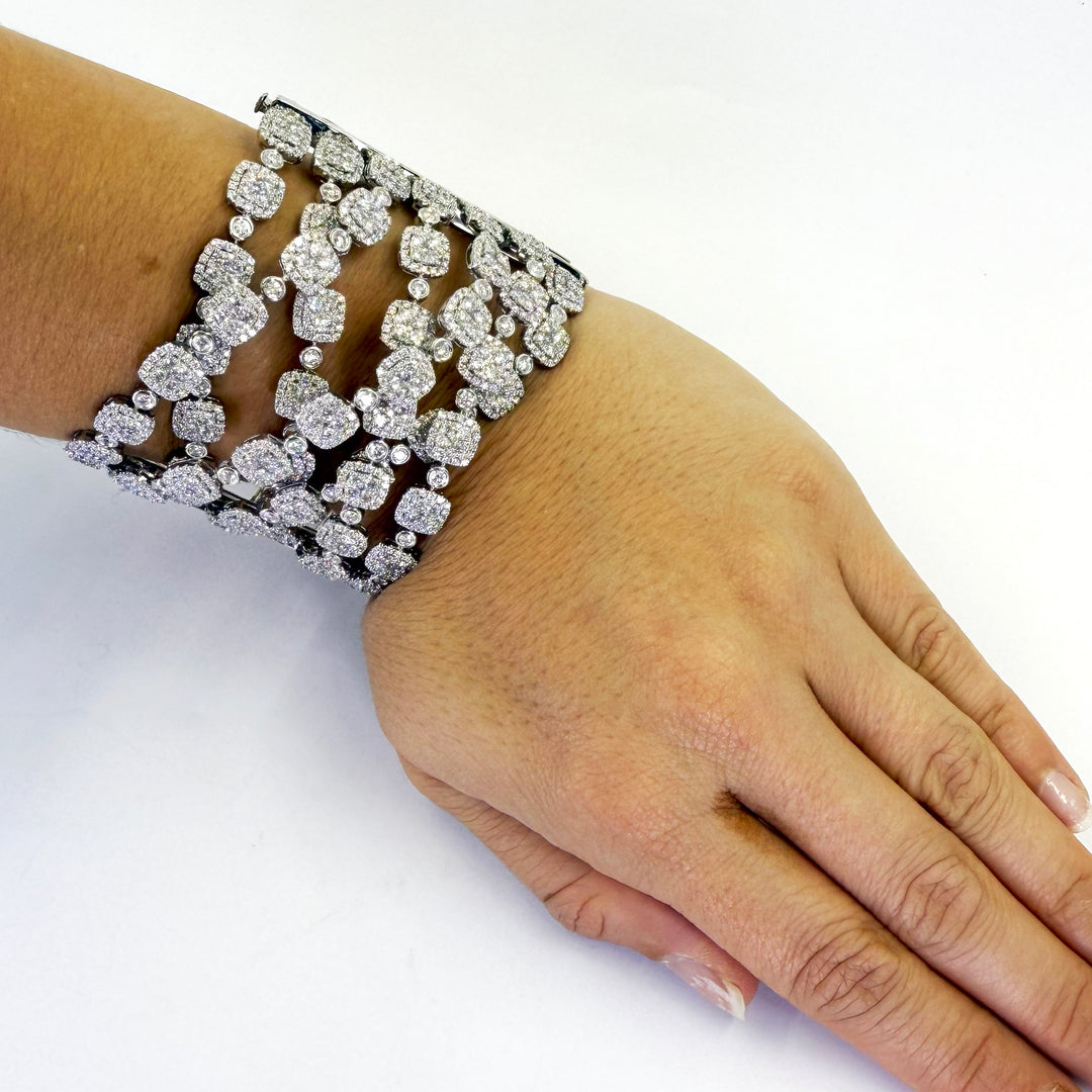 18K White Gold Diamond Multi-Crossover Bangle