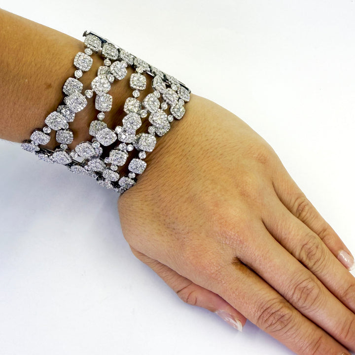 18K White Gold Diamond Multi-Crossover Bangle