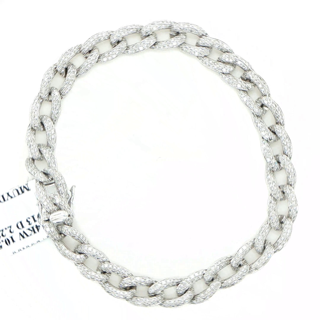 14K White Gold Pave Diamond Curb Link Bracelet