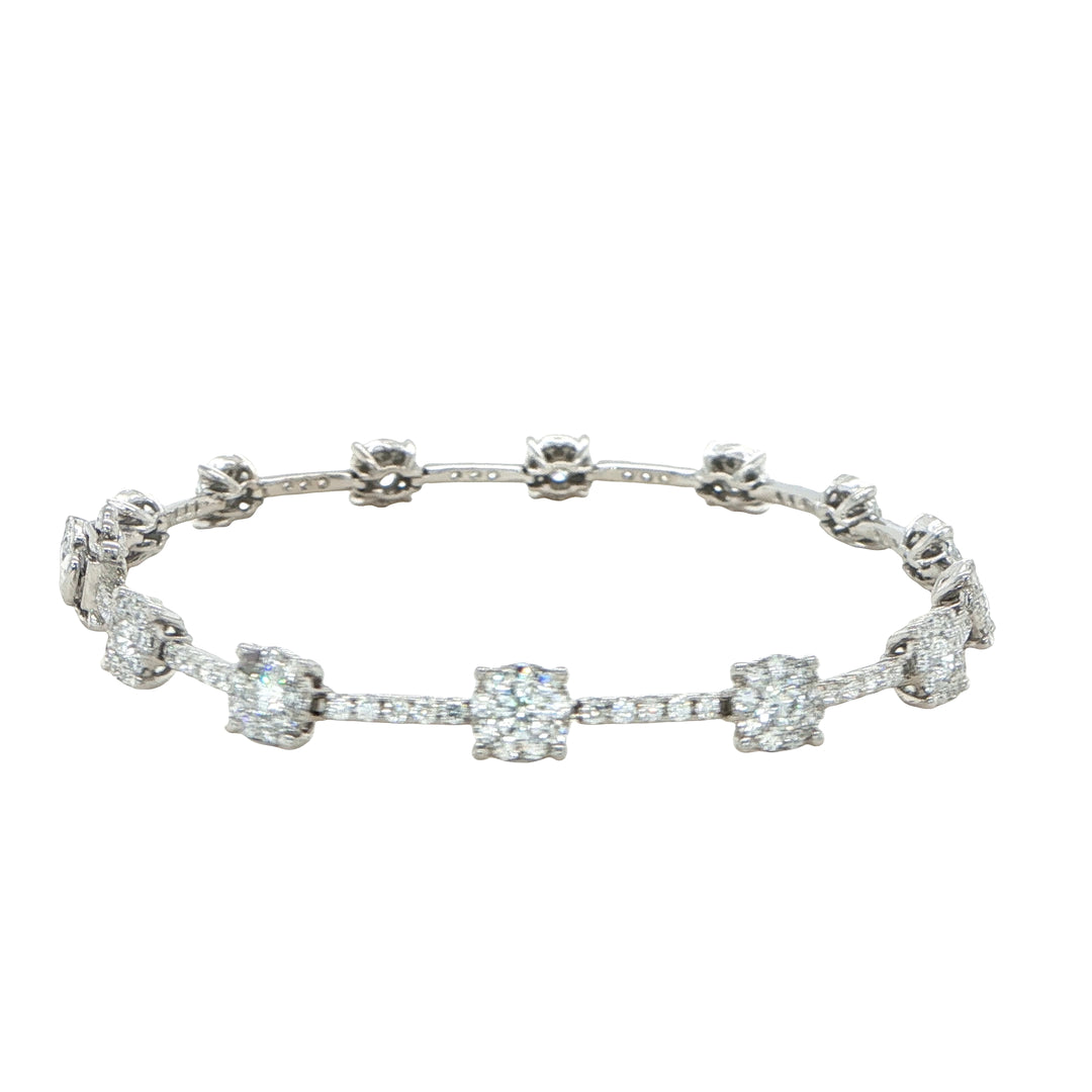 18K White Gold Diamond Station Bracelet